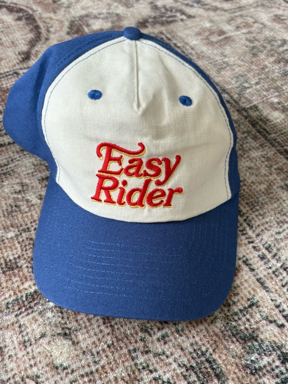 Easy Rider Embroidered Trucker Hat - Blue & Cream